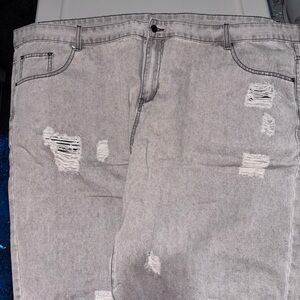 SHEIN Light Gray Ripped Jean Shorts for Men